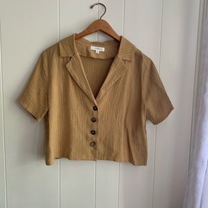 Mustard Button Up Crop Top
